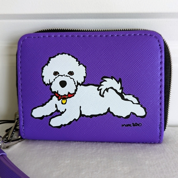 marc tetro Bichon Frise Wristlet Wallet Zip Around PVC Saffiano Gift Boxed NWT - Picture 3 of 12